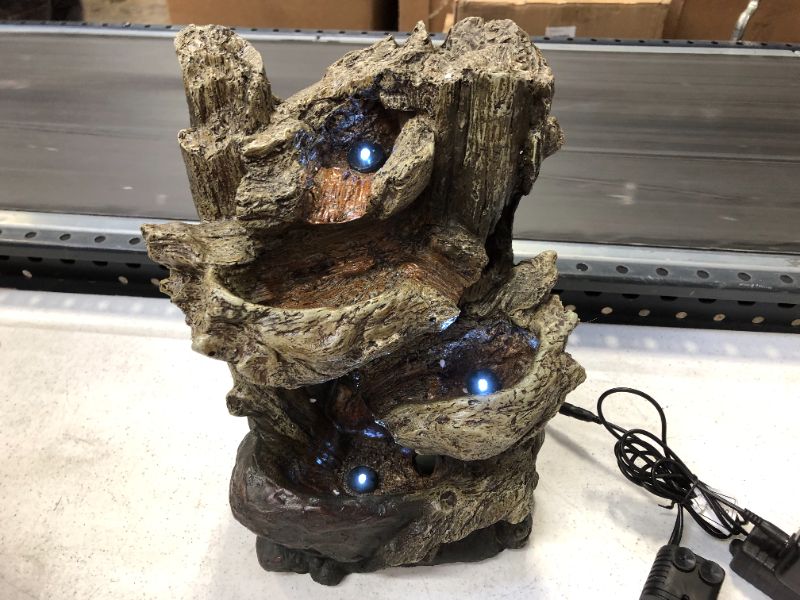 Photo 3 of Alpine CORPORATION -Tiered Log Fountain with LED Lights WIN794S