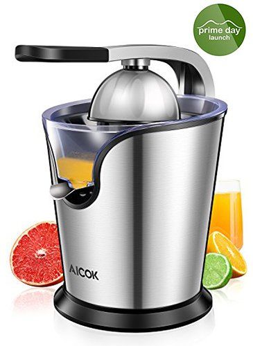 Photo 1 of AICOK Orange Juicer Electric Citrus Juicer with Humanized Handle, Powerful 160W Silent Motor Stainless Steel BPA-Free,Double Size Cones,Silver
