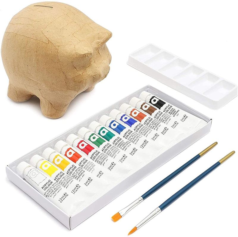 Photo 1 of DIY Piggy Bank and Acrylic Paint Set (16 Pieces)
