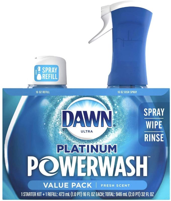 Photo 1 of Dawn Powerwash Starter Kit, Dish Spray, Dish Detergent, Fresh Scent Bundle, 1 Spray Bottle, 1 Refill----FABRIC SEALED