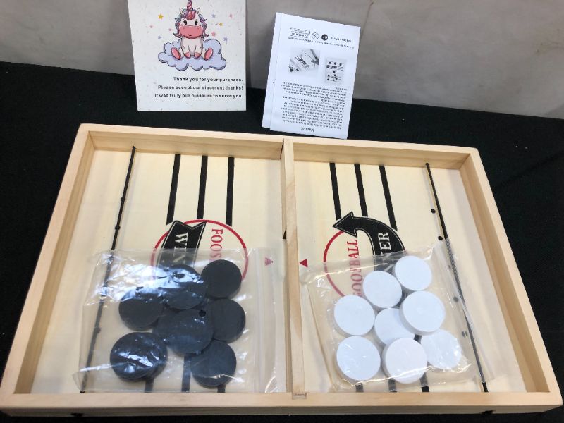 Photo 3 of Fast Sling Puck Game Large Size - Wooden Hockey Board Game - Desktop Battle Sling Hockey - Funny Family Home Games - Kids and Adult Ice Hockey -  Wood Table...FAST SLING PUCK GAME,  PORTABLE TABLE 