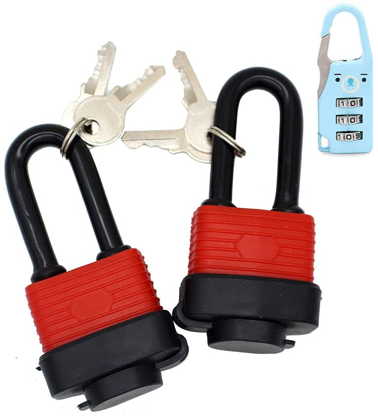 Photo 1 of Set of 2 Keyed Alike Waterproof Padlock, 1.5” Wide Body - Weather Resistant Outdoor Padlock,4 Keys Included ?Send 1 Small Password Lock?
