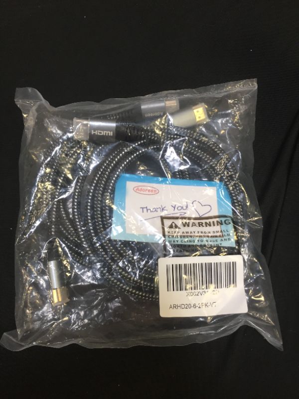 Photo 1 of 4K HDMI Cable 6 feet/2 Pack, Adoreen High Speed 18Gbps HDMI 2.0 Cable (1.5-60ft), HDR HDCP 3D 4K@60Hz 2K,1080P, ARC Ethernet, Braided Cord,Compatible Monitor UHD TV PC PS3 PS4 with 5 Velcro Ties
