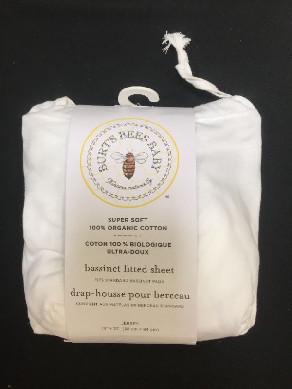 Photo 1 of Burt's Bees Baby - Bassinet Sheet, Fitted Unisex Boy Girl 100% Organic Jersey Cotton Bassinet Sheet for Standard Bassinet Mattress (Cloud White)
