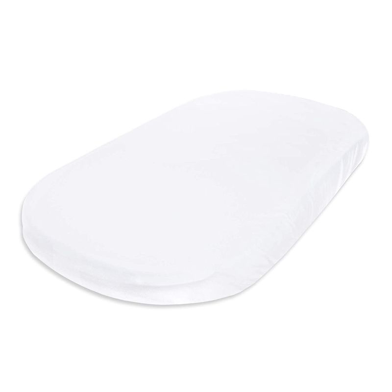 Photo 1 of Burt's Bees Baby - Bassinet Sheet, Fitted Unisex Boy Girl 100% Organic Jersey Cotton Bassinet Sheet for Standard Bassinet Mattress (Cloud White)
