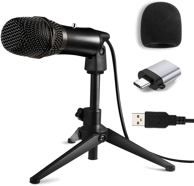 Photo 1 of Ynnthy USB Condenser Microphone for Computer, Metal Recording Microphone Over Mac or Windows for Streaming, Recording, Gaming, Podcasting, Voice Over, Zoom, YouTube
