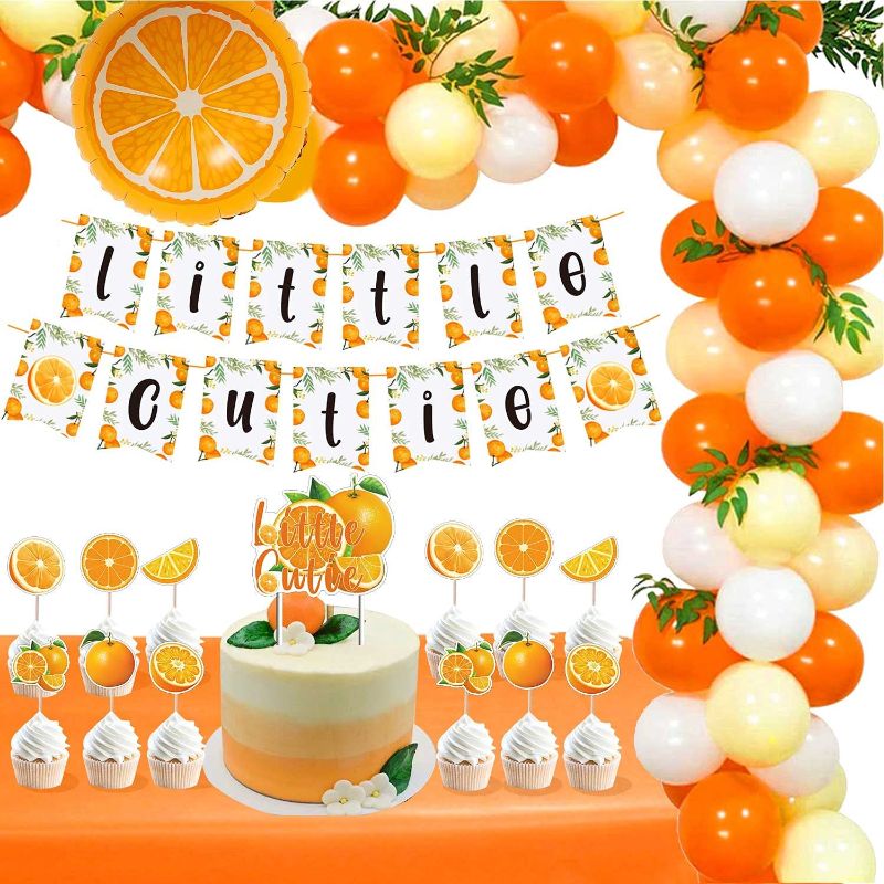 Photo 1 of Little Cutie Baby Shower Theme Decorations for Girl and Boy Include Cake Topper Cupcake Toppers Ballons Garland Arch Banner Party Favors Kit
