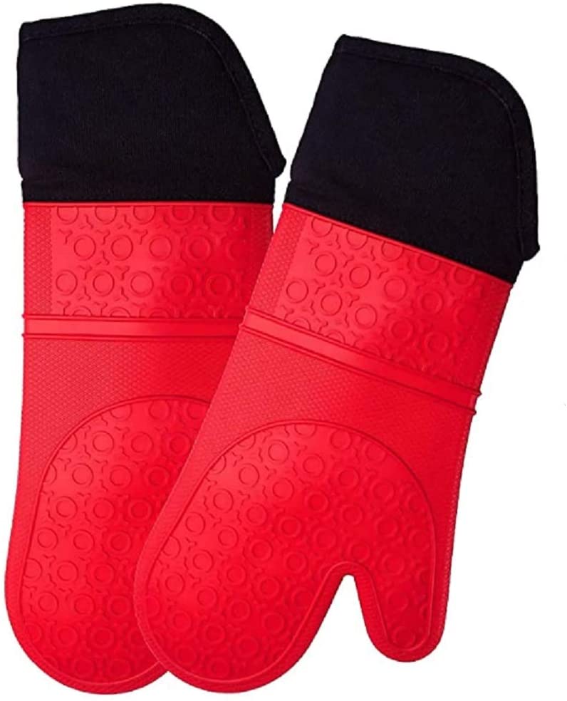 Photo 1 of 14.8 Inch (1 Pair) Extra Long Professional Silicone Oven Mitts,Oven Gloves,for Baking,Cooking
RED