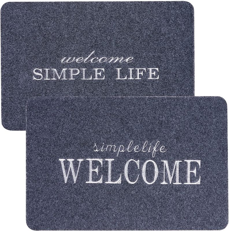 Photo 1 of  Door mat Welcome mats for Front Door Outdoor 2Pack, Non-Slip Absorbent Resist Dirt entryway Rug,Front Doormat Rugs for Entryway,Patio,Garage (Welcome&Simple Life, 31.5”x19.5”)