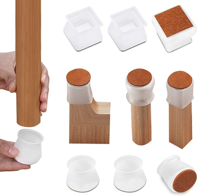 Photo 1 of 24 PCS Chair Leg Caps Covers,Chair Leg Protectors for Hardwood Floors,Free Moving Furniture Foot Protector Pads for Protecting Wood Floors from Scratche