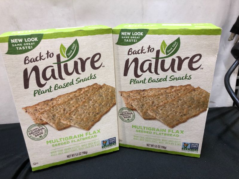 Photo 3 of 2pack--back to nature plant base snacks multigrain flax seeded flatbread 5.5oz (156g)  exp date 12-2021  fabric sealed