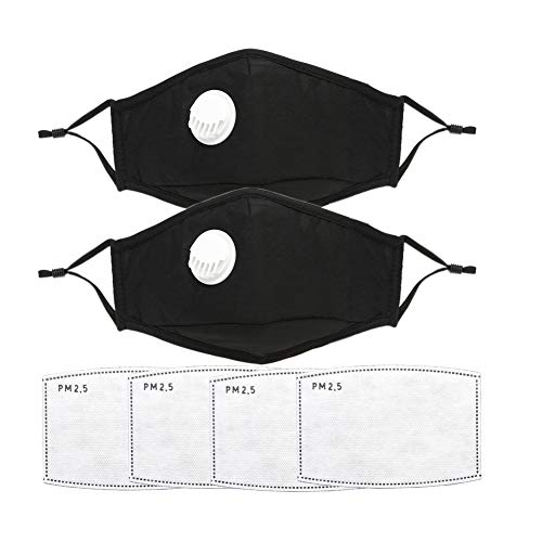 Photo 1 of 4PACK--2PCS PM2.5 Black Dust Mask for Adult, with 4 Activated Carbon Filters, Adjustable Reuseable Washable Cotton Unisex Mask