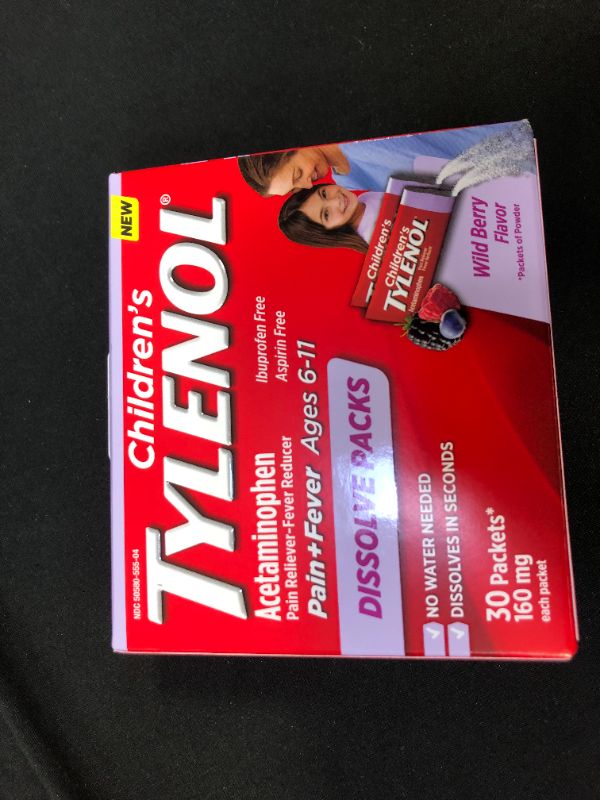 Photo 2 of Children’s TYLENOL® Dissolve Powder Packs With Acetaminophen, Kids' Fever Reducer & Pain Reliever  ages 6-11  exp date12-2021