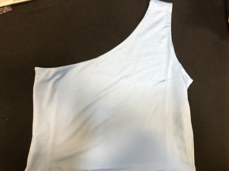 Photo 2 of "N" RICHCOIN Women's Seamless One Shoulder Tee Crop Tops SIZE LARGE ---COLOR IS SAME AS STOCK PHOTO 