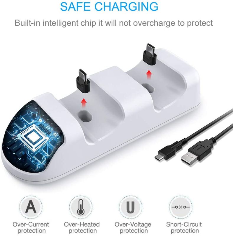 Photo 2 of Charger Station for PS5 DualSense Controller, TPLGO Dual USB Type C Playstation 5 Controller Charging Dock with LED Indicator
