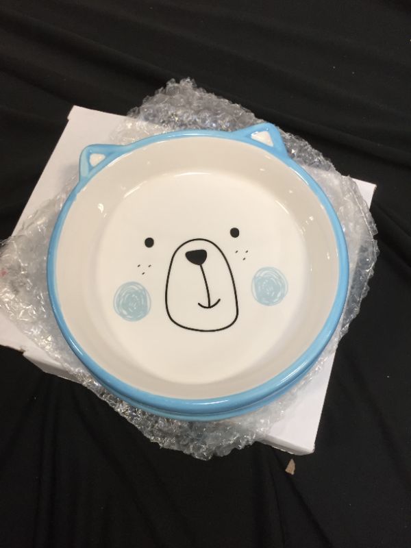 Photo 1 of  ceramic pet bowl blue bear 