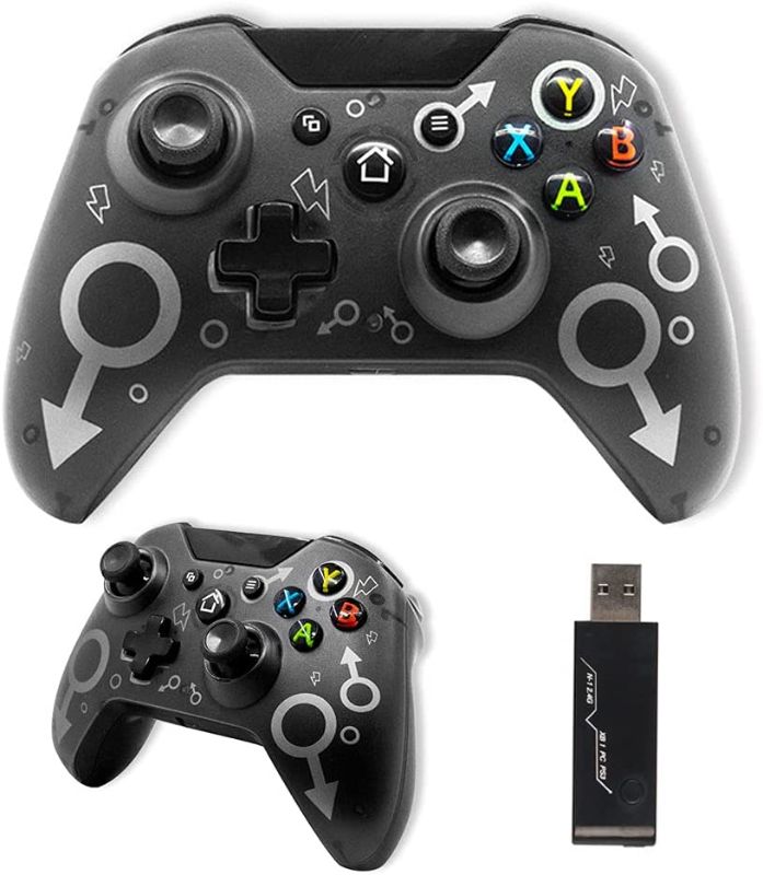 Photo 1 of Wireless Controller Xbox Game Wireless PC Gamepad with 2.4GHZ Wireless Adapter Compatible with Xbox One/One S/One X/P3 Host/Windows 7/8/10 for PC/Computer/Laptop (Black1)
