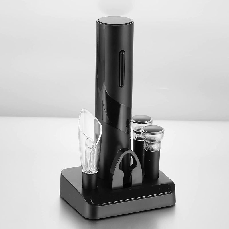 Photo 1 of (Factory Sealed)Everous Electric Wine Opener Set, Wine Bottle Corkscrew Opener, with Vacuum Wine Stoppers and Aluminum Cutter for Kitchen, Party, Bar and Gift
