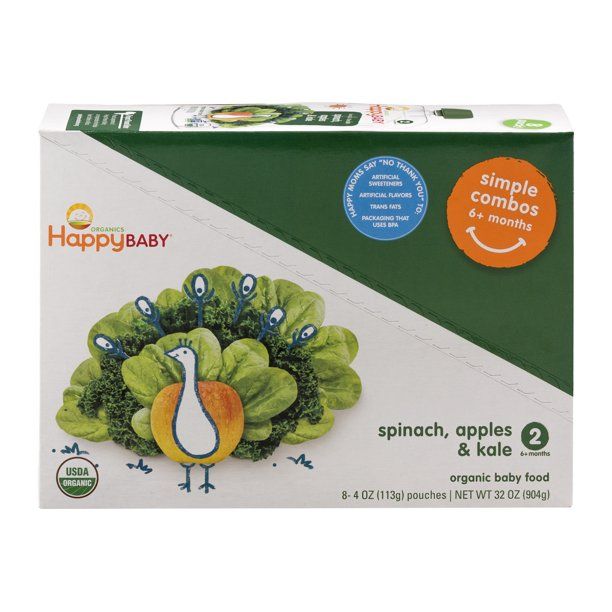 Photo 1 of (8 Pouches) Happy Baby Simple Combos Stage 2 Spinach, Apples & Kale Organic Baby Food, 4 oz    exp- 04-ep-2022
