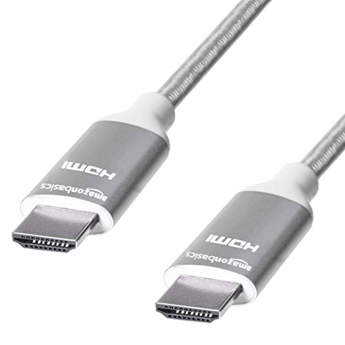 Photo 1 of Amazon Basics 10.2 Gbps High-Speed 4K HDMI Cable with Braided Cord, 3-Foot, Silver
