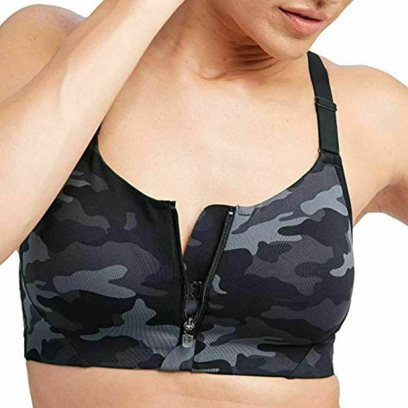 Photo 1 of All in Motion Women's High Support Zip-Front Bra - (Black/Gray, 36C) NWT

