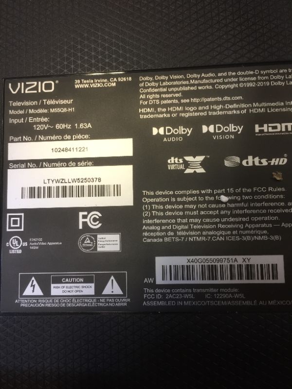 Photo 4 of VIZIO 55Inch MSeries Quantum 4K UHD LED HDR Smart TV with Apple AirPlay and Chromecast Builtin Dolby Vision HDR10 HDMI 21 Variable Refresh Rate  AMD FreeSync Gaming M55Q8H1