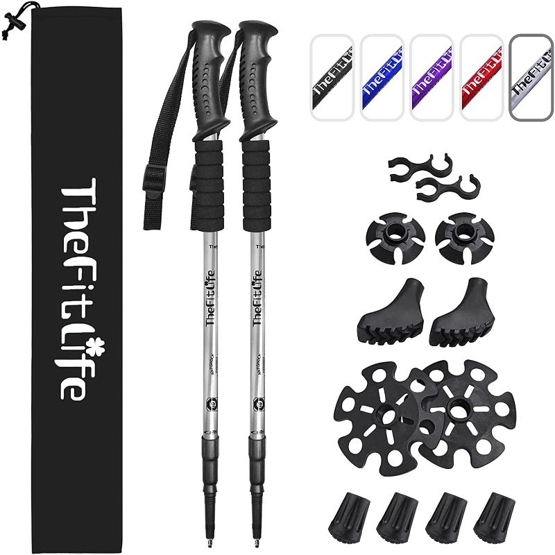 Photo 1 of TheFitLife Nordic Walking Trekking Poles - 2 Pack with Antishock and Quick Lock System, Telescopic, Collapsible, Ultralight for Hiking, Camping, Mountaining, Backpacking, Walking, Trekking
