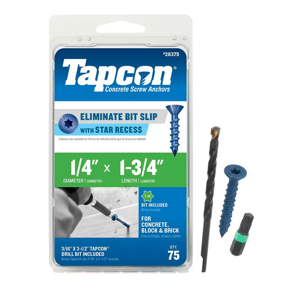 Photo 1 of 5033625 1.75 in. Star Flat Head Concrete Screws, Blue - Pack of 75
