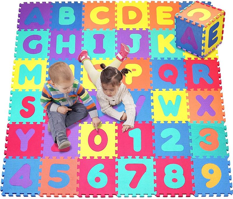 Photo 1 of Click N' Play, Alphabet and Numbers Foam Puzzle Play Mat, 36 Tiles (Each Tile Measures 12 X 12 Inch for a Total Coverage of 36 Square Feet)
