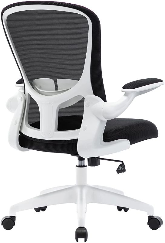 Photo 1 of HOMIDEC Office Chair Ergonomic Desk Chair Comfortable Computer Task Mesh Rocking Chair with Lumbar Support and Flip-up Arms, Executive Rolling Swivel Chair Height Adjustable Home Office Chair, White

