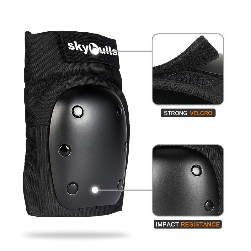 Photo 1 of Skybulls Youth/Adult Knee Pads Elbow Pads with Adjustable Wrist Guards 3 in 1 Protective Gear Set for Skating Rollerblading Inline-Skating Biking Scooter Black
SMALL
