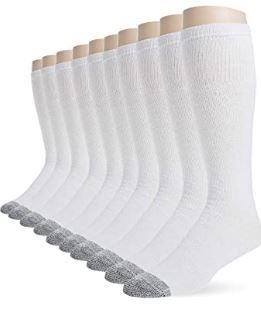 Photo 1 of Fruit of the Loom Men's Cotton Work Gear Tube Socks | Cushioned, Wicking, Durable | 10 Pack, White, Shoe Size: 6-12
