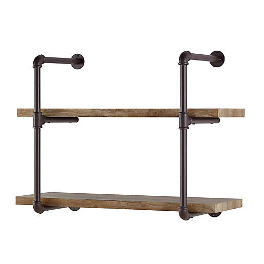 Photo 1 of 2-Tier Industrial Pipe Wall Shelf