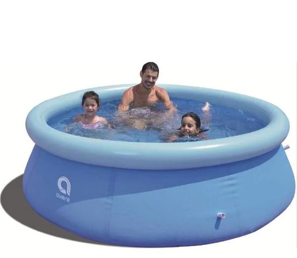 Photo 1 of 8 ft. Round 25 in. Deep Easy Set Above Ground Inflatable Pool Family Swimming Pool Outdoor Garden
