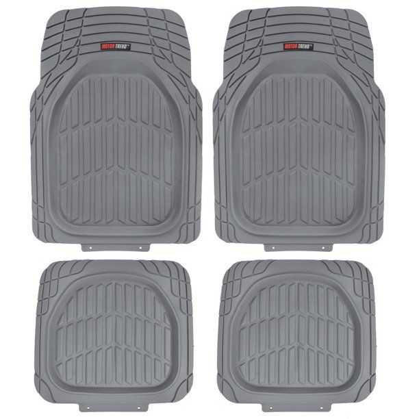 Photo 1 of MotorTrend FlexTough Tortoise, Heavy-Duty Rubber Floor Mats for All Weather Protection, Deep Dish, Black
