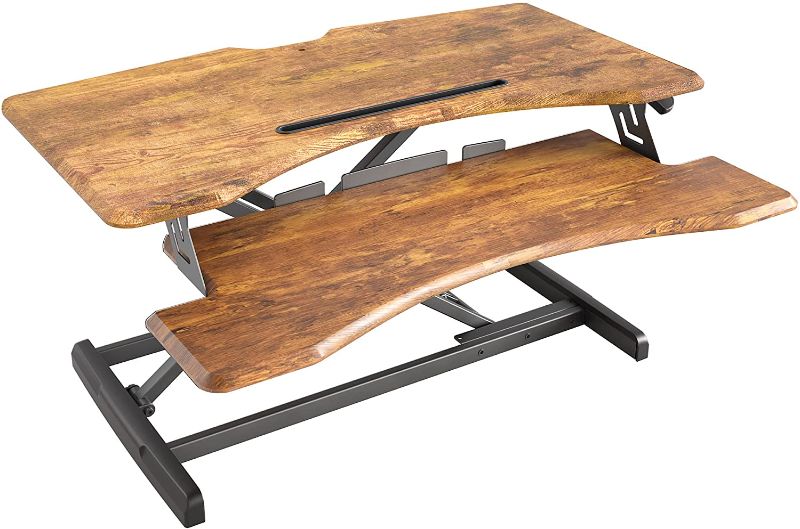 Photo 1 of  Height Adjustable Standing Desk 48 x 24 Inches Black Frame/Rustic Brown Top
