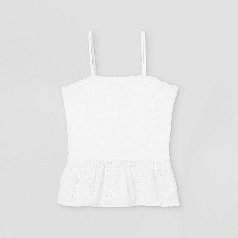 Photo 1 of Girls' Smocked Peplum Cami Tank Top - art class White XXL