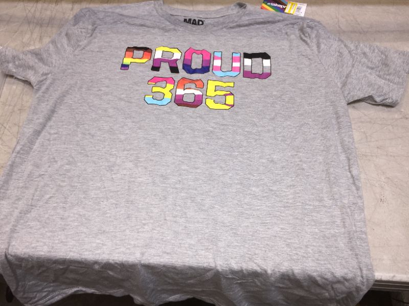 Photo 2 of Pride Gender Inclusive Adult Proud 365 Short Sleeve Graphic T-Shirt - Heather Gr 2XL