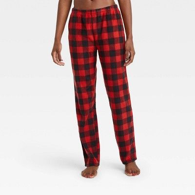 Photo 1 of Women's Holiday Buffalo Check Plaid Fleece Matching Family Pajama Pants - Wondershop™ Red MEDIUM
