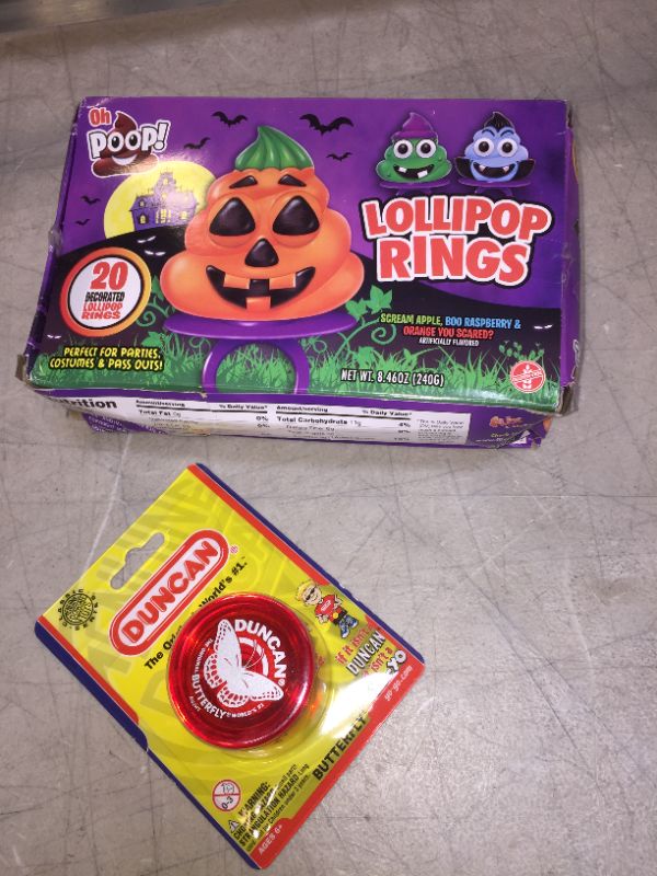 Photo 2 of 2 ITEMS Duncan BUTTERFLY YO-YO (colors may vary) AND Flix Candy Oh Poop! Halloween Lollipop Rings - 8.46oz/20ct