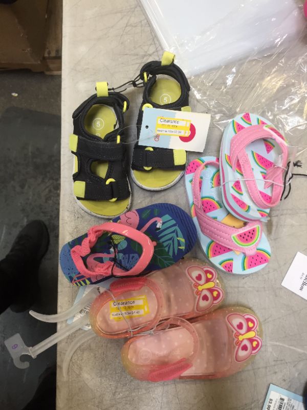 Photo 1 of 4PAIRS - SZ 5/6  KIDS SANDALS 