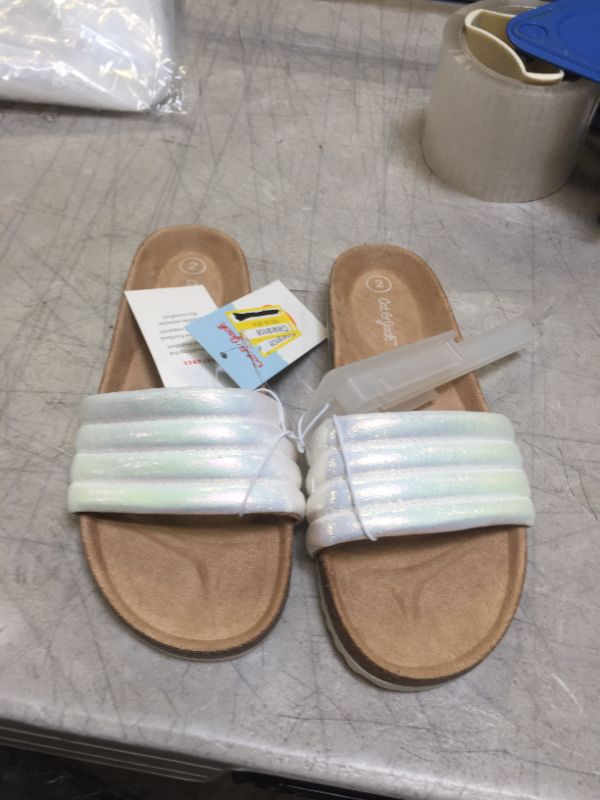 Photo 2 of GIRLS SZ 2 SELMA SLIP ON FOOTBED SANDALS - IRIDESENT 