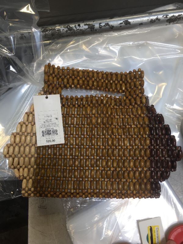 Photo 2 of A New Day Vintage Style Woven Wooden Clutch Handbag - Brown/Tan/Beige
