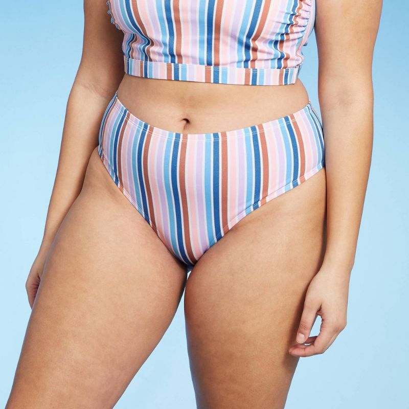 Photo 1 of Juniors' Plus Size Metallic Hipster Bikini Bottom - Xhilaration™ Multi Strip-Size 20W/22W 
