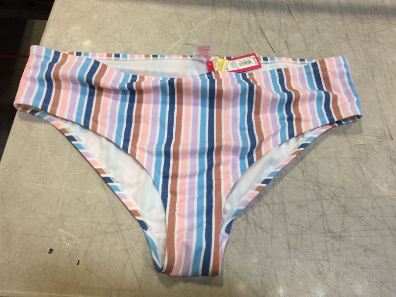 Photo 2 of Juniors' Plus Size Metallic Hipster Bikini Bottom - Xhilaration™ Multi Strip-Size 20W/22W 
