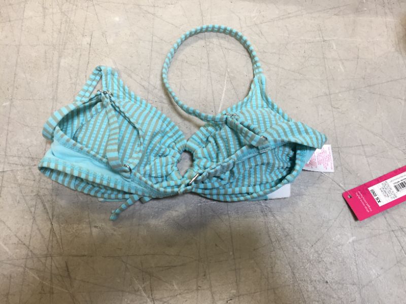 Photo 2 of Juniors' Seersucker Front Loop Bralette Bikini Top - Xhilaration™ Multi Stripe-Size XS