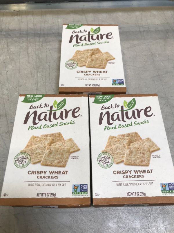 Photo 1 of Back to Nature Crackers, Non-GMO Crispy Wheat, 8 Ounce 3 pack BB 10/22/2021