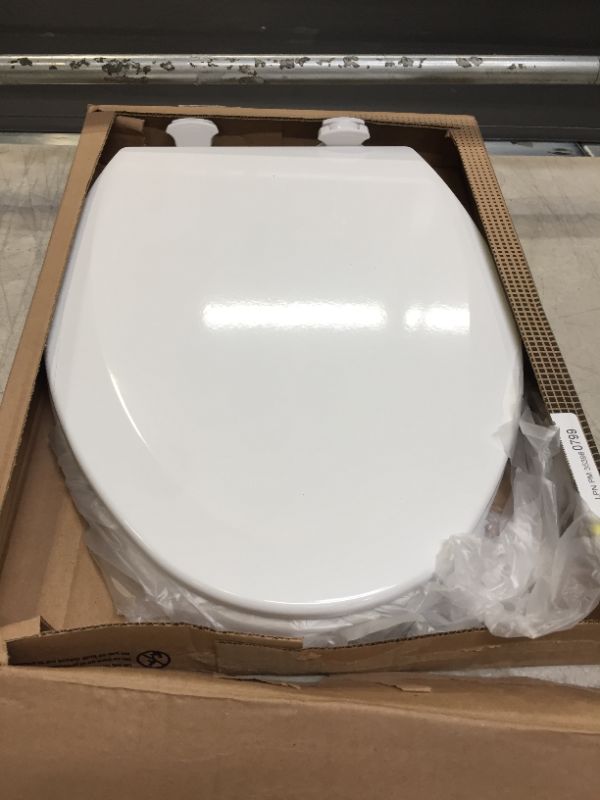 Photo 1 of Bemis 1500EC 390 Lift-Off Wood Elongated Toilet SEAT, Cotton White
