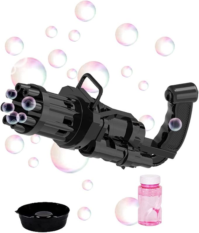 Photo 1 of Gatling Bubble Machine, 2021 Electric Bubble Gun Toy, 8-Hole Huge Amount Bubble Maker, Newly Outdoor Toys for Boys and Girls (Black)
