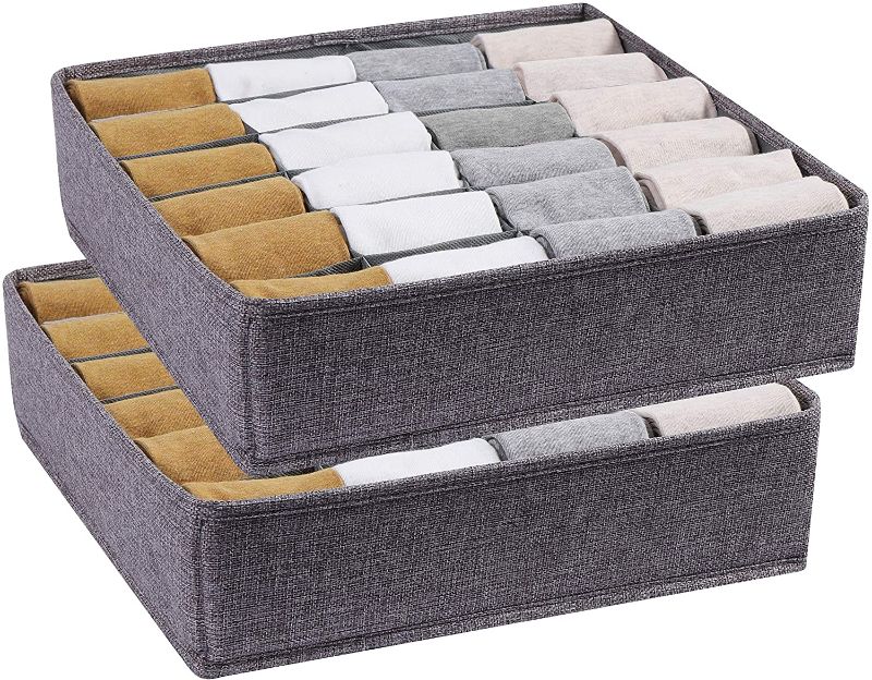 Photo 1 of 2 Pack Oxford Fabric Foldable Drawer Organizer Divider (Gray-2 Packs)